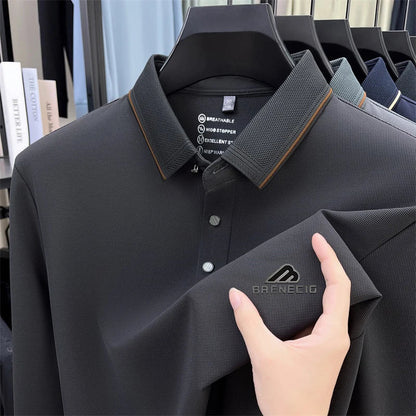 Men's long sleeved T-shirt shirt collar polo shirt 2025 spring autumn new casual wear horse logo