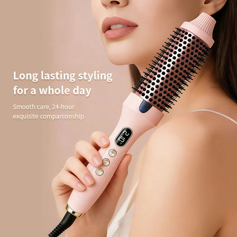 Fluffy Comb Straight Hair Curling and Straightening Dual Purpose Curling Brush PTC Heating Red Light Hair Care Curling Iron