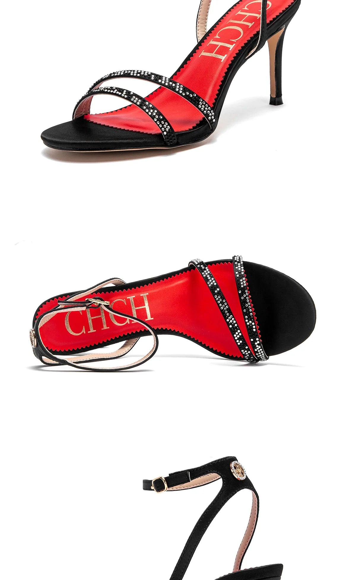 Woman's  Heels Summer Satin Open Toe Ankle Strap Girls Sandals 8cm