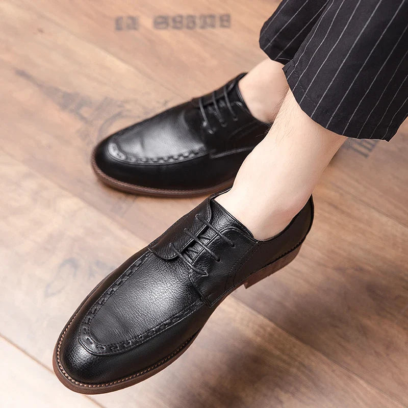 Trend Dress Shoes Man Retro Casual Business Oxfords Leather Shoes Men Formal Social Brogues Wedding Party Leather Shoes For Male
