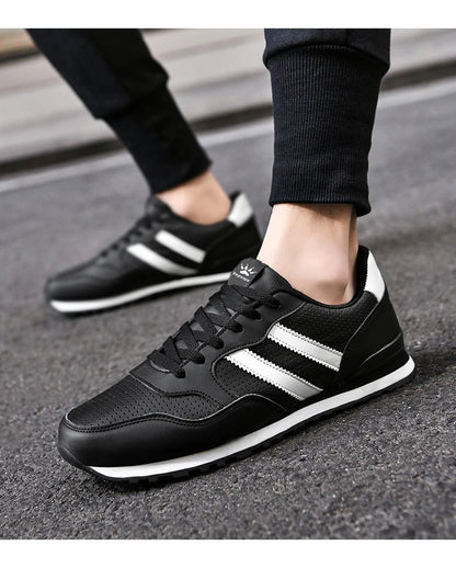 High Quality Men's Vulcanized Sneakers Leather Casual Shoes Breathable Mesh Men Tennis Shoes Male Flat Shoe Zapatillas Hombre