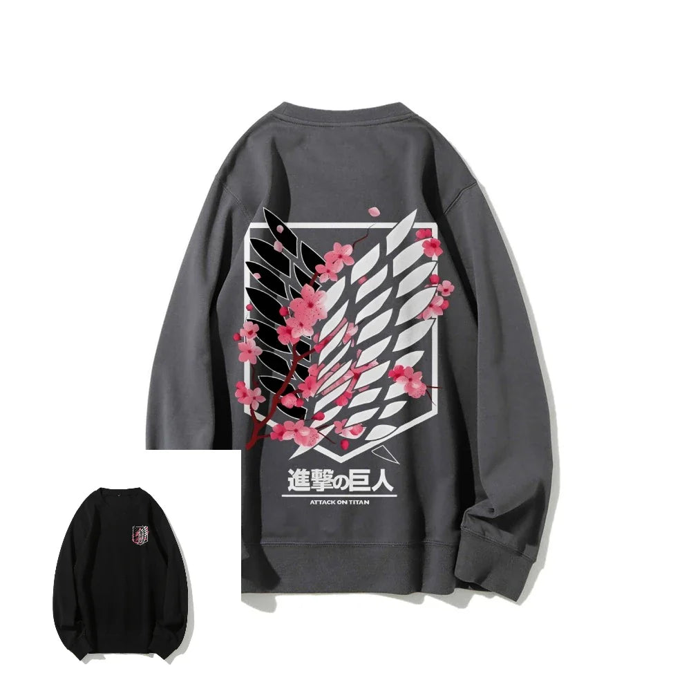 Anime Attack on Titan Sweatshirt Casual Streetwear Men Women Round-neck Pullover Hoodie Sweater Long Sleeves Top Autumn Trendy
