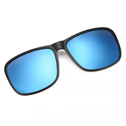 Clip Polarized Sunglasses Square Men Clip On Glasses Flip-up Frames Sunglasses Covers Blue Night Vision Color Lens 2025