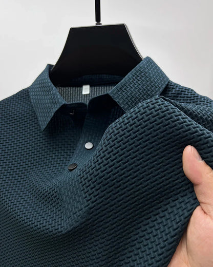 Upto EUR Sizes Tall Man Brand Top-Quality Men's Golf Shirt Lop-up Hollow Short-sleeved Polo Shirt SummerIce Silk Breathable Tee
