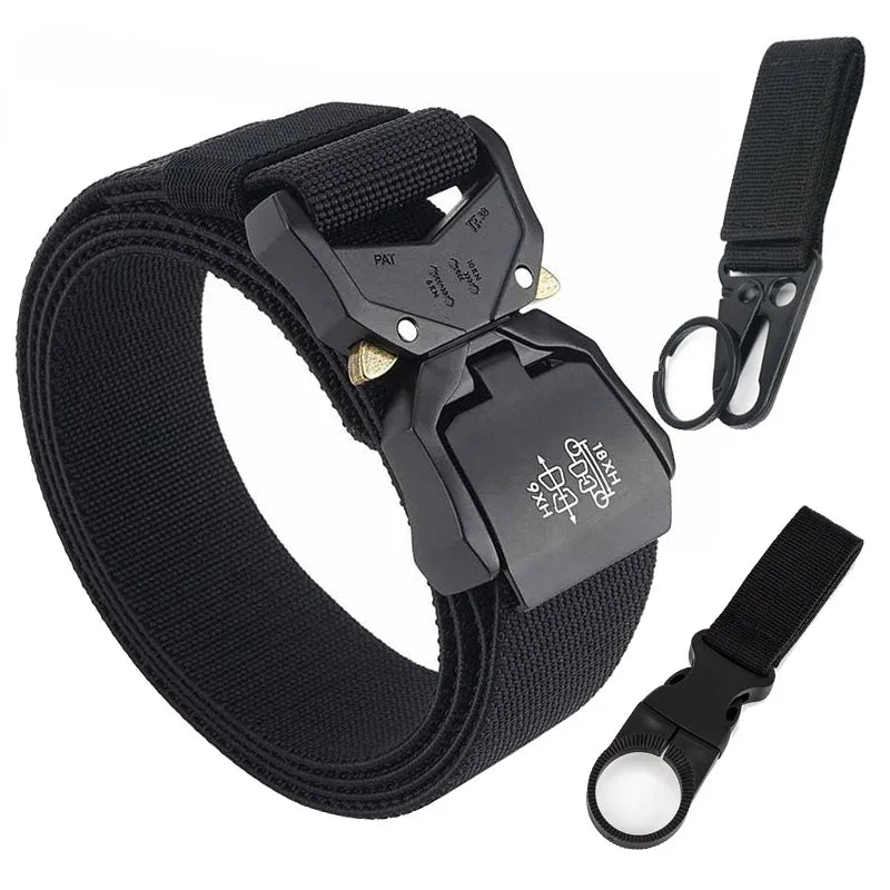 140cm Elastic Belt For Men Aluminum Alloy Quick Release Buckle Strong Nylon Tactical Belt Male Military Accessories