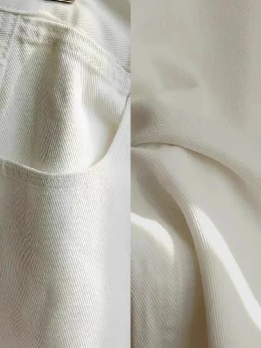 ZOENOVA 2024 New Straight Jeans Women White Plus size High Waist Loose Wide Leg Pants Spring Baggy Korean Fashion Pants