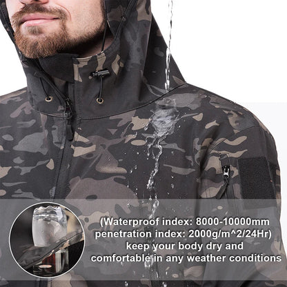 Tactical Winter Set Men's Outdoor Windproof Waterproof Suit Multi-Pocket Soft Shell Hooded Jackets Sharkskin Work Pants