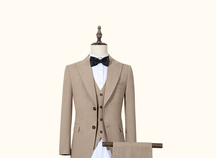 Novo terno masculino de 2 botões, design moderno azul, blazer de escritório, traje masculino de luxo, acabamento com miçangas na borda