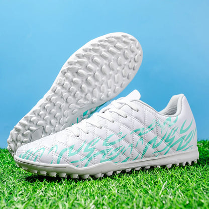 Men Women Kids Youth TF Turf Soccer Cleats PU+Fabric Upper Rubber Sole Non-Slip Wear-Resistant Training Shoes