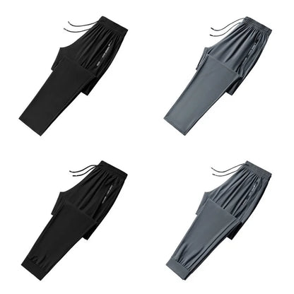 Men's Outdoor Running Fitness Fashion Trend Ice Silk Pants for Spring and Summer Windproof Breathable Lightweight Casual Pants