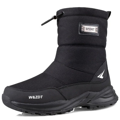 Winter High Boots for Man Outdoor Travel Snow Boots Zipper Non-slip Cotton Shoes Men Plus Velvet Keep Warm Men Casual Shoes 46