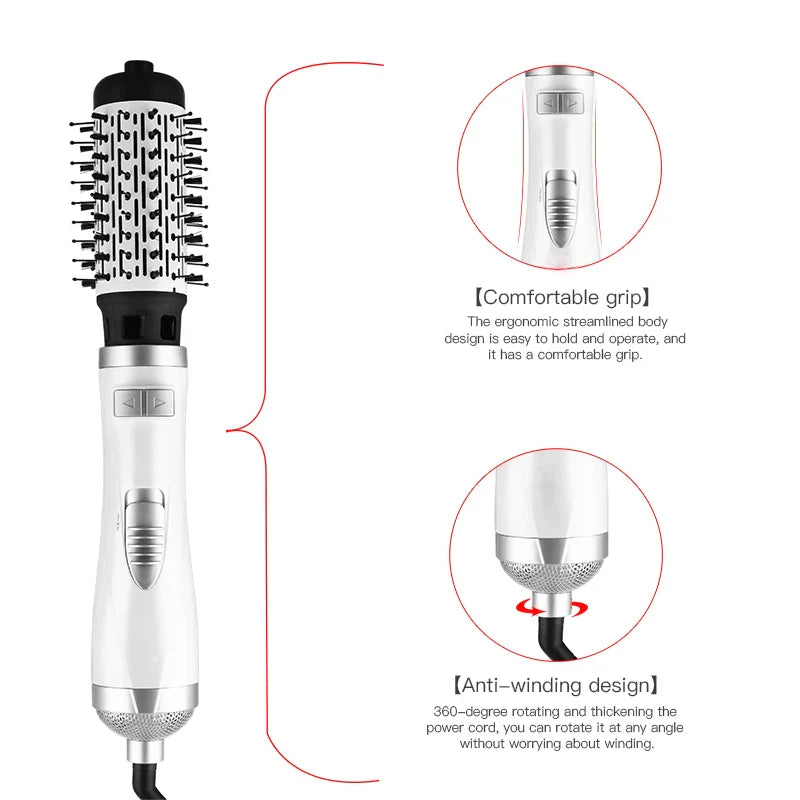 Negative Ionic Blow Hair Dryer Hot Air Brush Hair Straightening Comb Curling Iron Multifunctional 3-In-1 Automatic Hot Air Comb