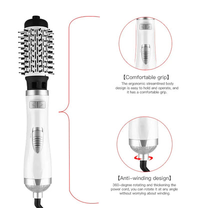 Negative Ionic Blow Hair Dryer Hot Air Brush Hair Straightening Comb Curling Iron Multifunctional 3-In-1 Automatic Hot Air Comb