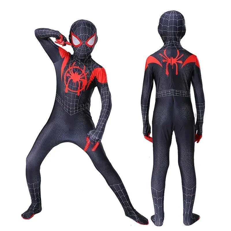 Spiderman Zentai Costume Anime Superhero Miles Morales Spider Man Cosplay Costume Bodysuit Halloween Costume for Kids Boy Adult
