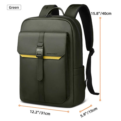Stylish Business Backpack for Men Waterproof 15.6 inch Flap Laptop Backpack Multiple Pockets Casual Daypack for Work School