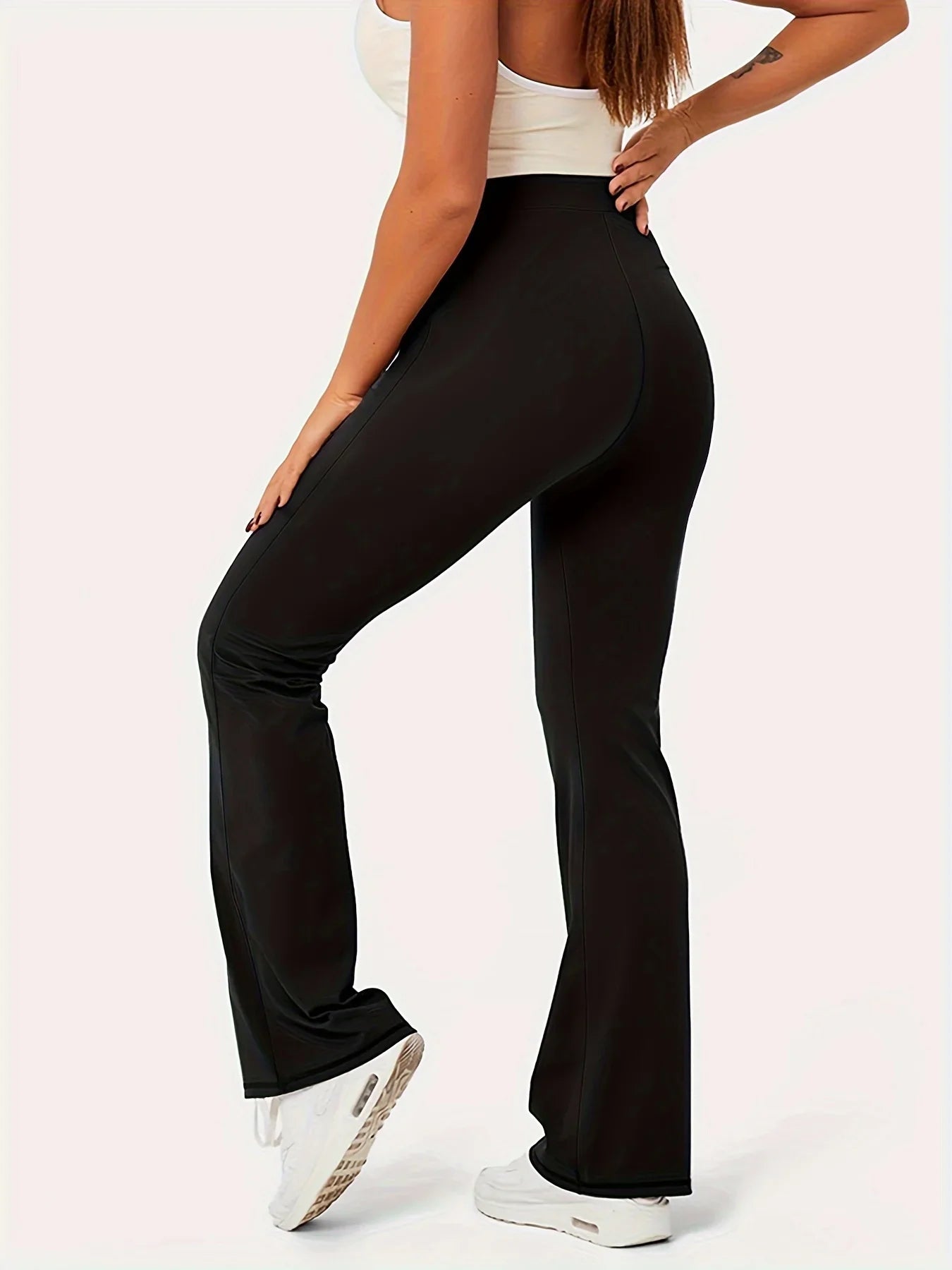 Women's plus size knitted fabric solid color fashion casual style straight pants
