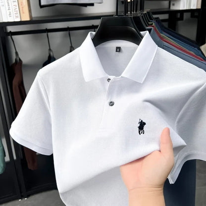Designer brand 100% cotton short sleeve polo shirt luxury fashion pony embroidery men's business leisure summer new Paul T-shirt