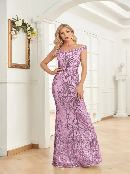 Luxury Sequin Saudi Evening Dresses One Shoulder Long Elegant Floor-Length Arabic Women Formal Prom Party Mermaid Gowns
