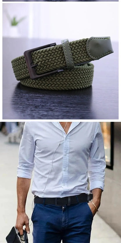 Men's Belt Fashion Casual Woven Elastic Belt Outdoor Sports Lady Tactical Belt Strap Climbing Belt With Pants Jeans Neutral Belt