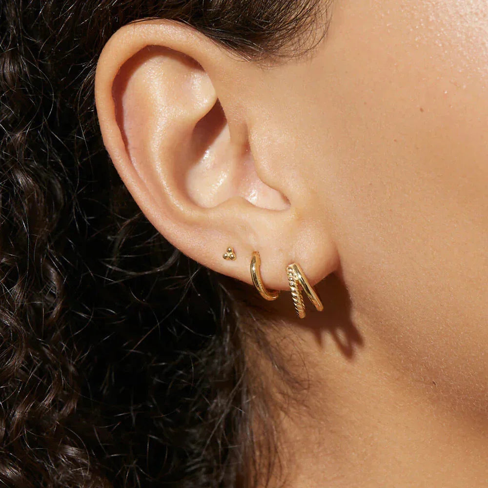CANNER Set Double Layer Smooth Classic Hoop Earrings For Women 925 Sterling Silver Ins Flower Color Zircon Earrings Fine Jewelry