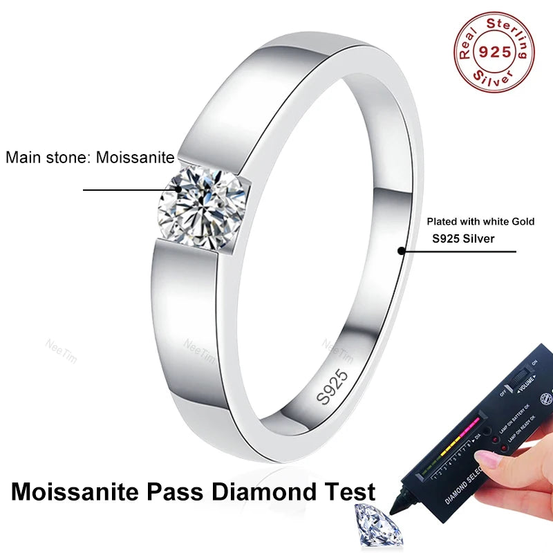 4mm D Color Moissanite Ring for Couple Women Men 925 Sterling Silver Lab Diamond Engagement Wedding Rings Jewelry Bands