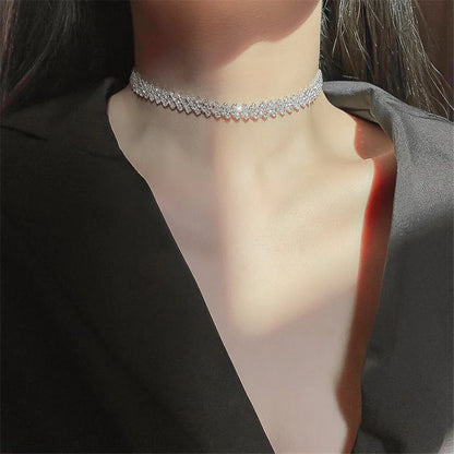 Heart Shape Pendant Necklaces Silver Color 5A Cubic Zirconia Minimalist Style Clavicle Chain Women And Girl Jewelry