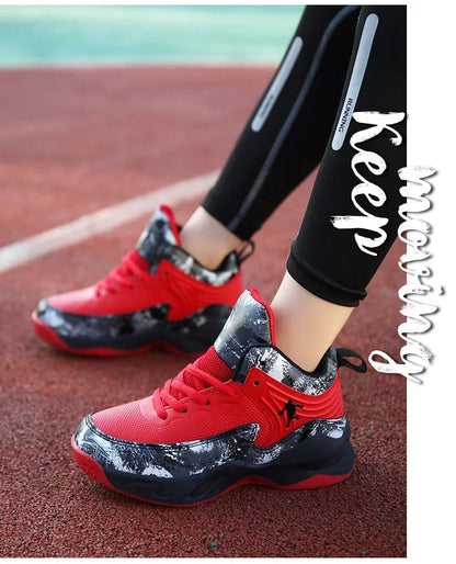 2025 Basketball Shoes for Kids Sneakers New Boys Brand Thick Sole Non-slip Children Sports Shoes Child Boy Basket Trainer Shoes
