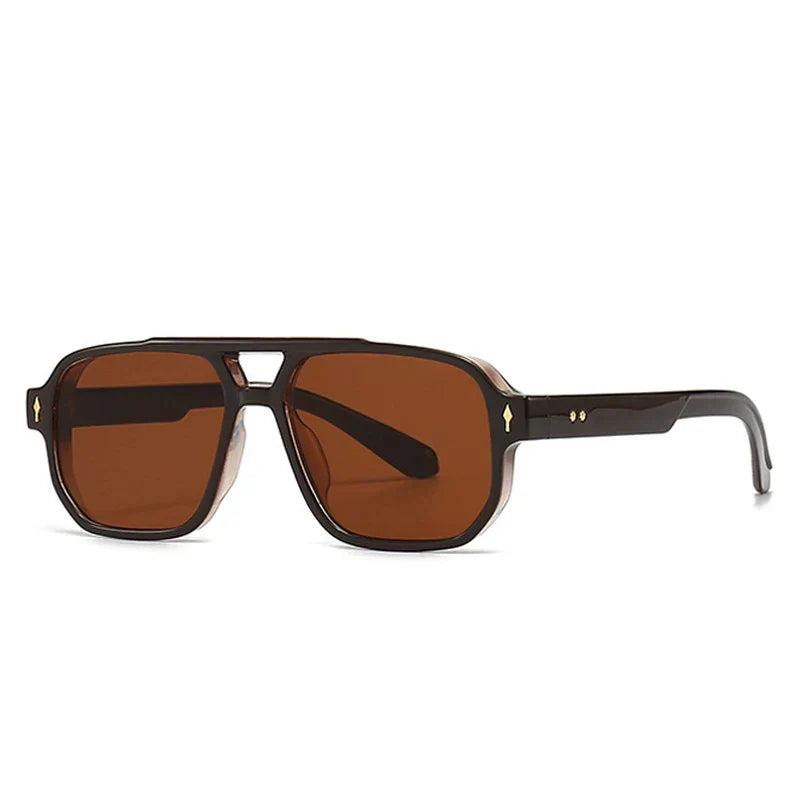 Double Bridges Square Sunglasses Women Gradient Shades UV400 Fashion Brand Designer Rivets Men Sun Glasses