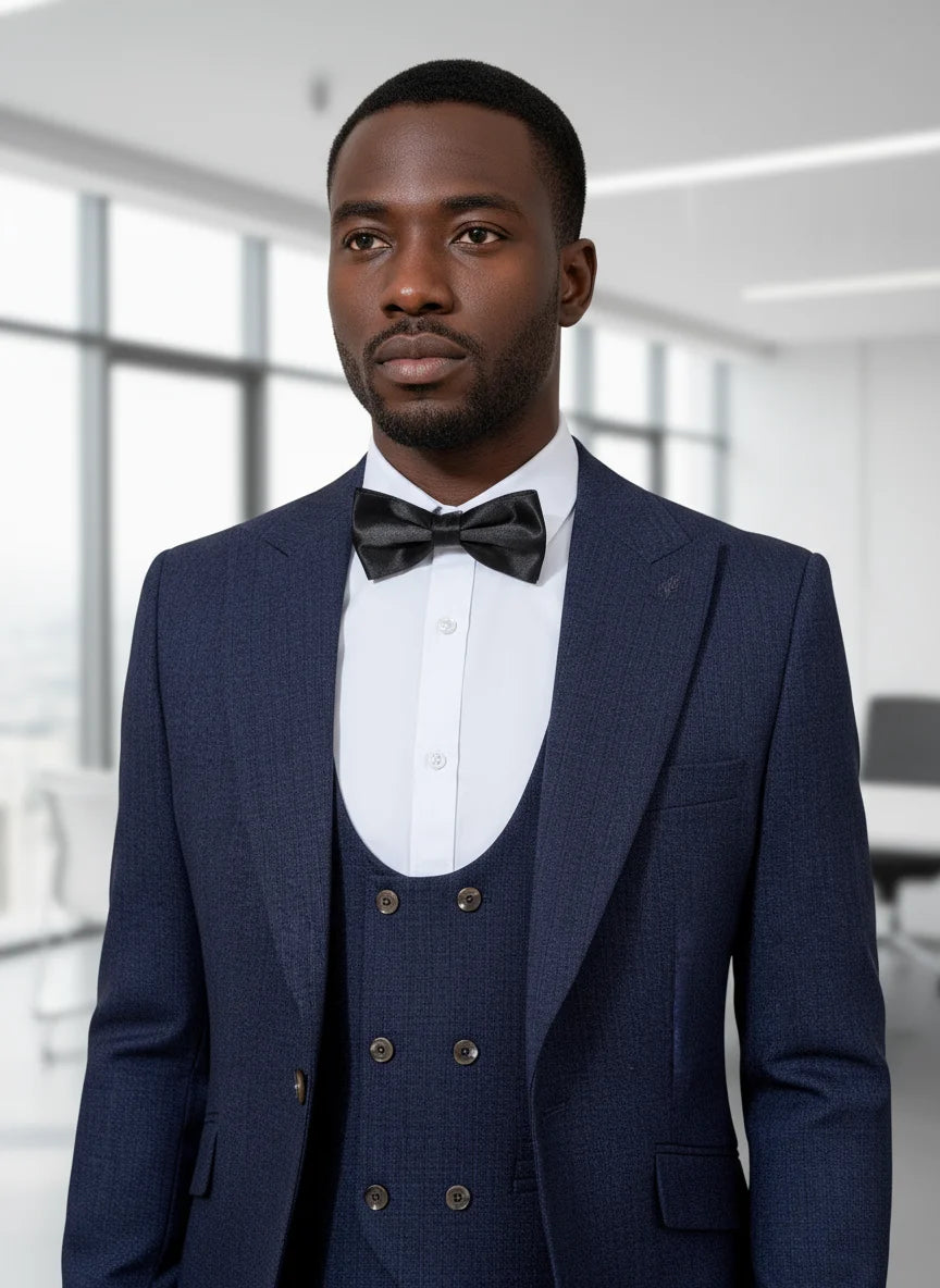 Black Men suit 3 piece set  gray elegant slim fit formal office and leisure banquet groomsman set groom's wedding dress