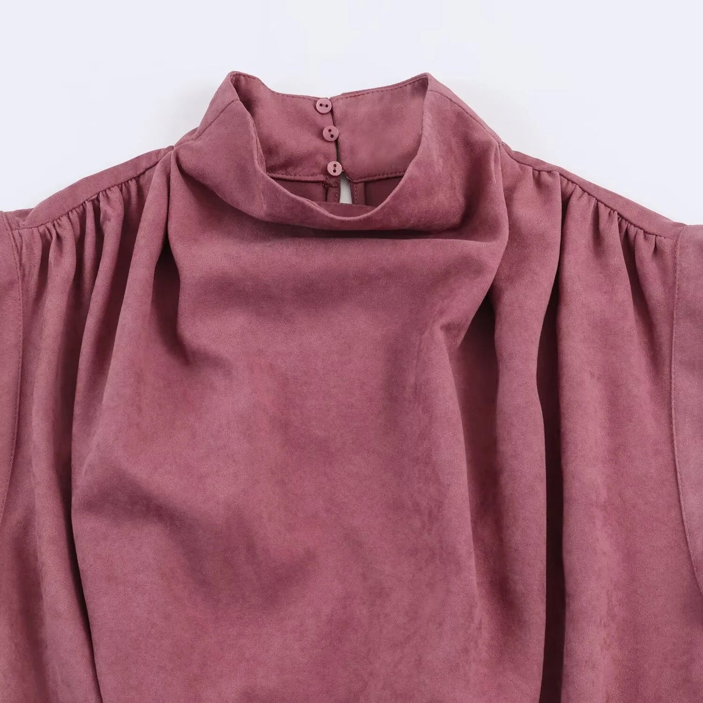 New Spring 2026 Women's High Collar Sleeveless Shoulder Ruffle Anti Velvet Effect with Buckle Top