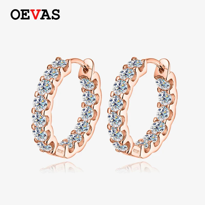 100% 925 Sterling Silver 3mm Real Moissanite Hoop Earrings For Men Women 2023 Trending Luxury Wedding Party Fine Jewelry