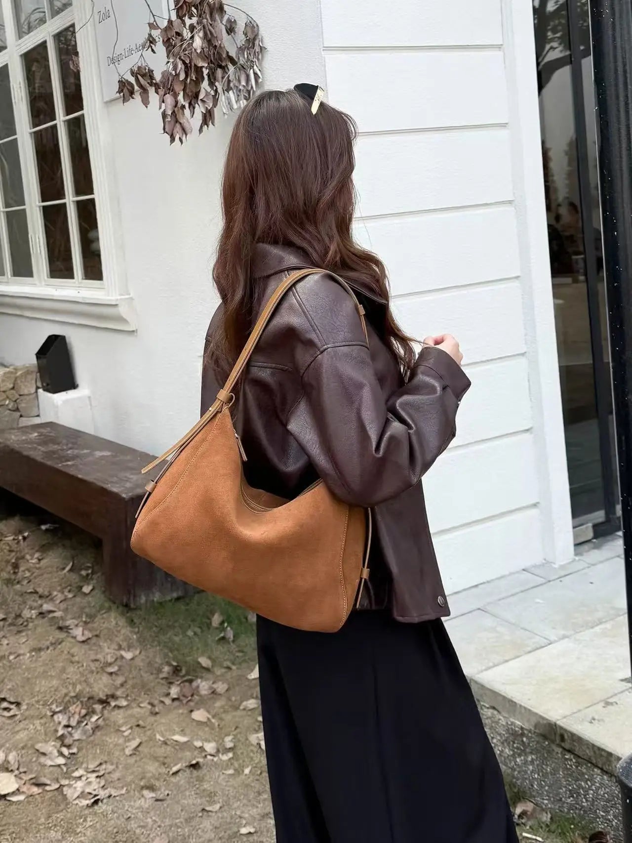 Genuine Grade Suede Leather Luxury Designer Large Capacity Women's Tote Bag Vintage Shoulder Crossbody Underarm Bags Trendy New