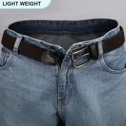 Men's Elastic Belts Unisex Casual Woven Belt for Men Outdoor Rock Climbing Training Work Belt with Jeans Belt of Women 115cm