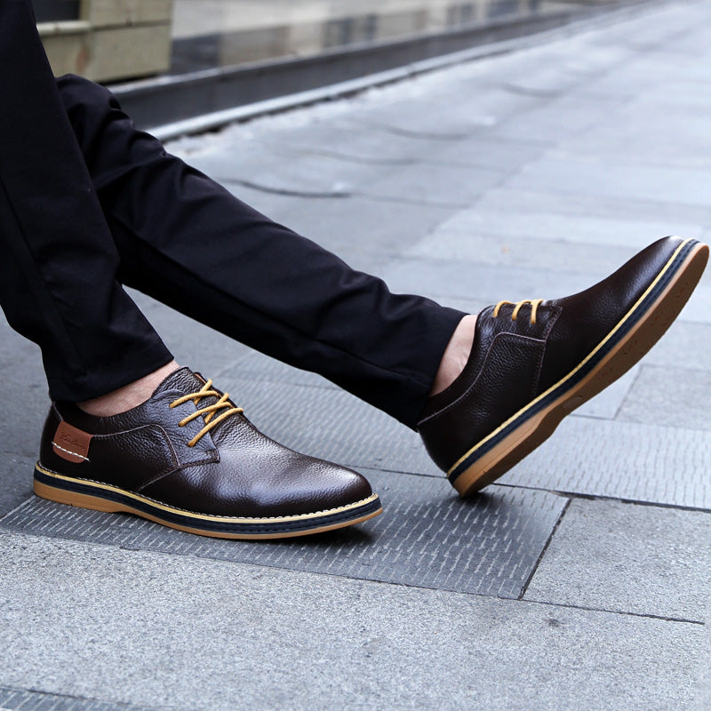 Genuine Leather Men Dress Shoes Oxfords Brogue Lace Up Italian Mens Casual Shoes Luxury Brand Moccasins Loafers Plus Size 38-48