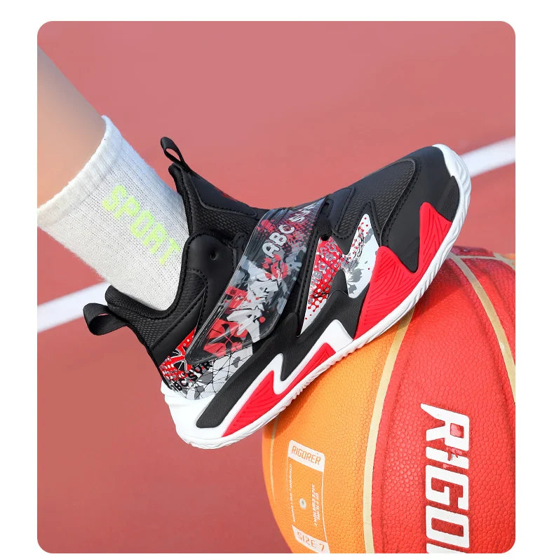 Kids Basketball Shoes Tactical Boots Ankle Support Sneakers Breathable Boys Girls Sports Shoes Shock-absorbing Athletic Shoes
