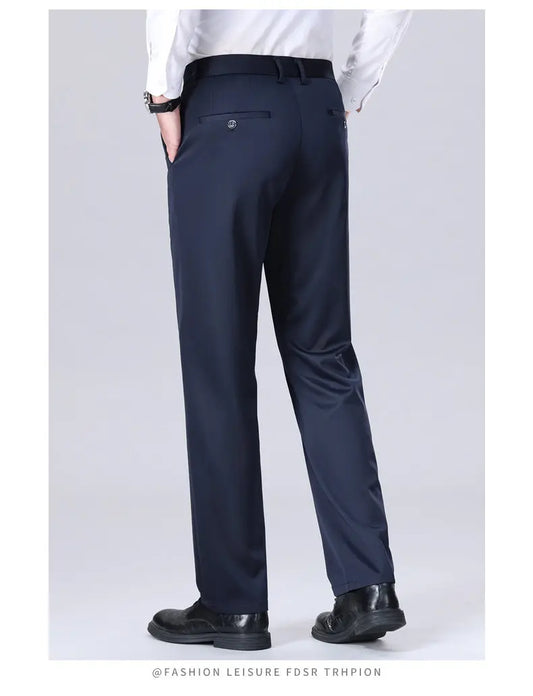 Men's Casual Stretch Dress Pants Slim Fit Straight Business Trousers