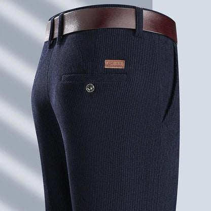 New Mens Corduroy Pants Classic Business Casual Pants Straight Leg Regular Fit Dress Pants Commuting Suit Pants