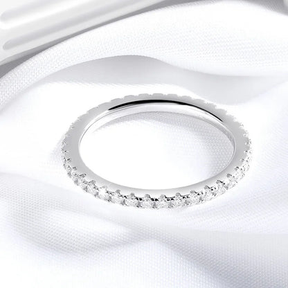 18k Plated 0.57ct Full Enternity Moissanite Ring Forn Women  S925 Sterling Silver Matching Diamond Band Wedding Jewelry