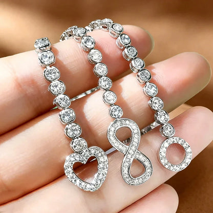 Round Bezel Set 3mm Zircon Bracelets for Women High Carbon Diamond 925 Sterling Silver 3 Styles Lock Buckles Fine Jewelry