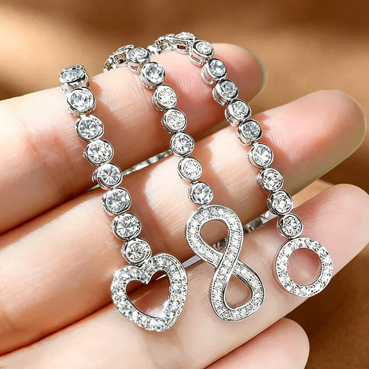 Round Bezel Set 3mm Zircon Bracelets for Women High Carbon Diamond 925 Sterling Silver 3 Styles Lock Buckles Fine Jewelry