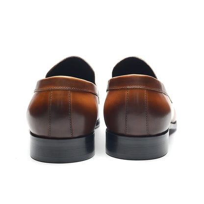 Luxury Brand Slip-On Men's Dress Shoes Genuine Leather Italian Penny Loafers Brown Blue Black Wedding Party Formal Footwear Male