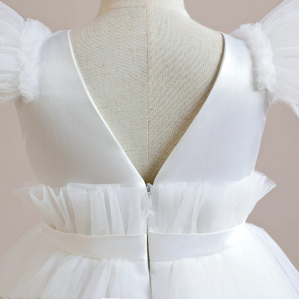 Summer Baptism Bridesmaids Girls Party Dresses Elegant Tulle Wedding Birthday Princess Prom Dress Girl First Communion Vestidos