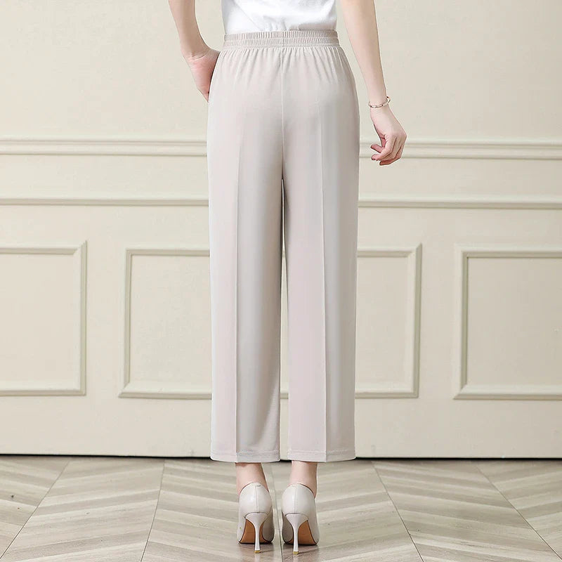 Summer New Ice Silk Casual Trousers Thin Sports Loose Trend Straight Quick-drying Mom Trousers