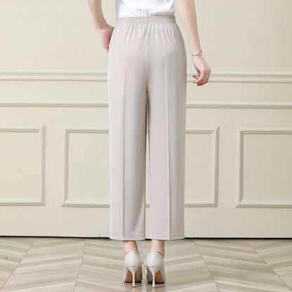 Summer New Ice Silk Casual Trousers Thin Sports Loose Trend Straight Quick-drying Mom Trousers