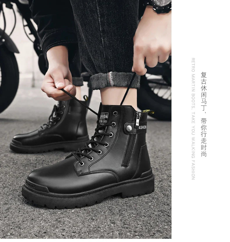 Men's high top casual boots four seasons new outdoor anti slip comfort workwear boots fashion versatile trendy boots men's shoes