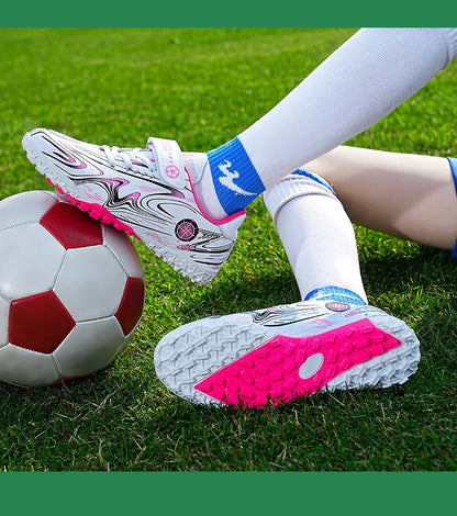 Kids Soccer Cleats Football Shoes Non Slip Breathable Lightweight Training Sneakers Boys Girls Children Football Match Boots