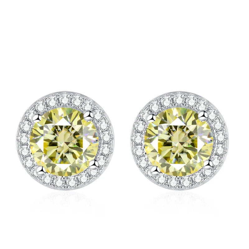 Moissanite Stud Earrings for Women 925 Sterling Silver Green Blue Pink Red Black Blue Sparkling Moissanite Studs Earring