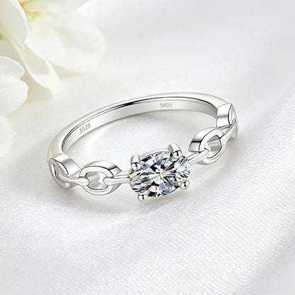 0.5CT Oval Cut Moissanite Rings for Women D VVS1 Lab Diamond Wedding Band Plated 18K 100% S925 Sterling Silver Jewelry