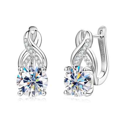 6.0CTW 8MM VVS1 Moissanite Jewelry Set 925 Silver Infinity Pendant Necklace Drop Hoop Earrings Sets for Women Gifts