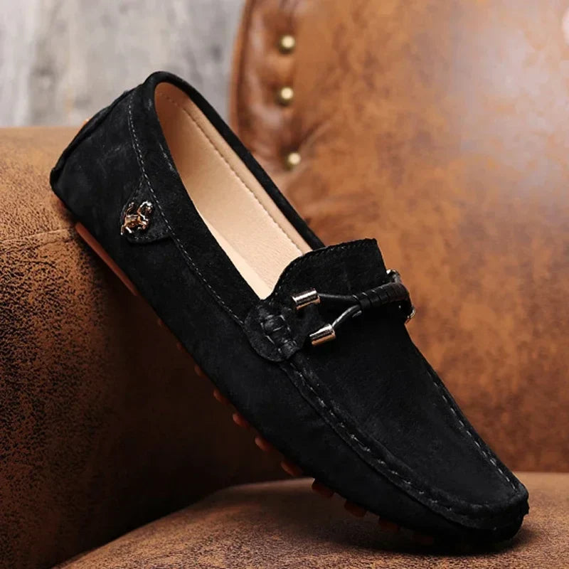 Sapatos Mocassim Masculinos de Luxo Tam. 48, Loafers de Couro Camurça Masculinos, Sapatos Mocassins Slip-on Antiderrapantes para Dirigir para Homens